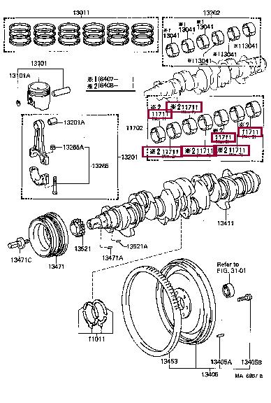 Car engine bearings Toyota Cresta: 117014301001 Toyota Bearing