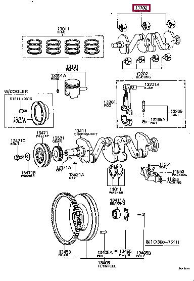 Car engine bearings Toyota Corona: 1170431020 Toyota Crankshaft bushings