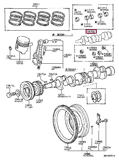 Toyota 11705-22020 BEARING SET, CRANKSH 1170522020