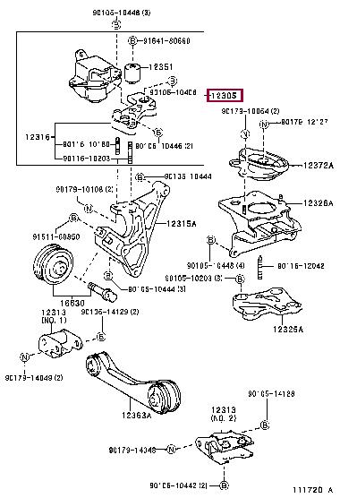 Toyota 12305-21120 Engine mount 1230521120