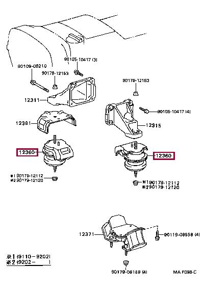 Toyota 12360-46130 Engine mount 1236046130