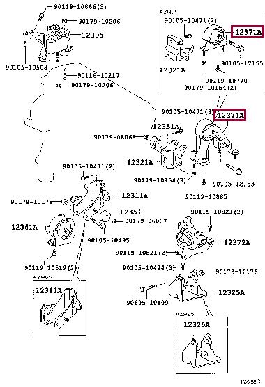 Engine mount Toyota Noah / Voxy: 1237128090 Toyota Engine mount