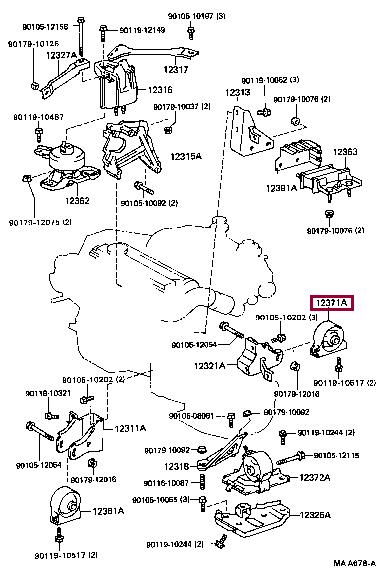 Toyota 12371-62011 Engine mount 1237162011