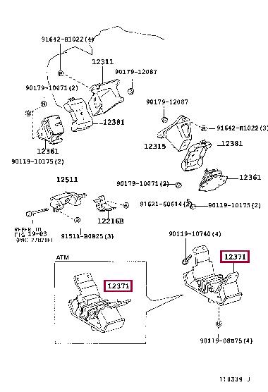 Toyota 12371-62090 Engine mount 1237162090