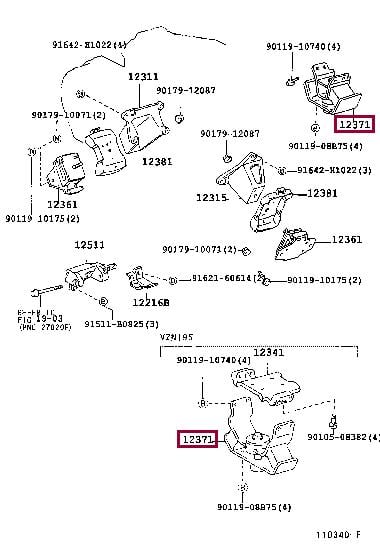 Toyota 12371-62130 Engine mount 1237162130