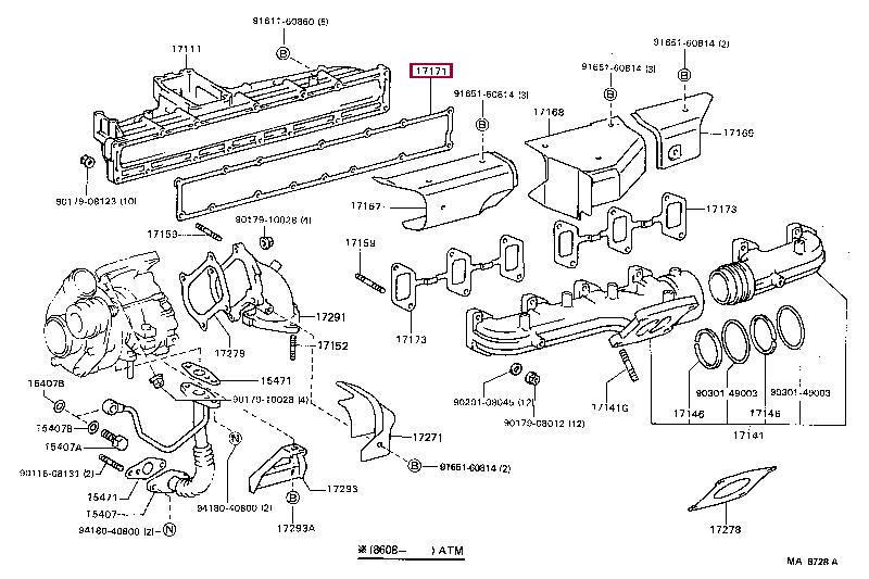 Toyota 17171-68020 Gasket, intake manifold 1717168020