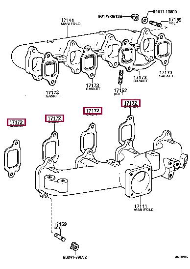 Toyota 17172-56021 Gasket, intake manifold 1717256021