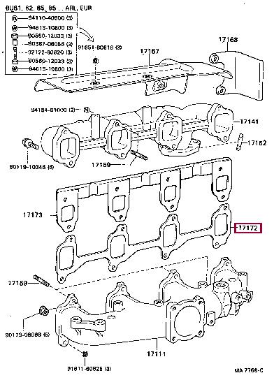 Toyota 17172-56022 Gasket, intake manifold 1717256022