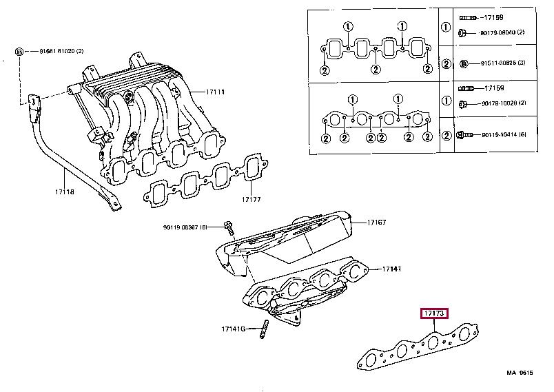 Toyota 17173-55010 Exhaust manifold dichtung 1717355010