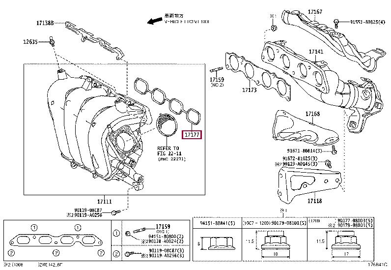 Toyota 17177-0T020 Gasket, intake manifold 171770T020