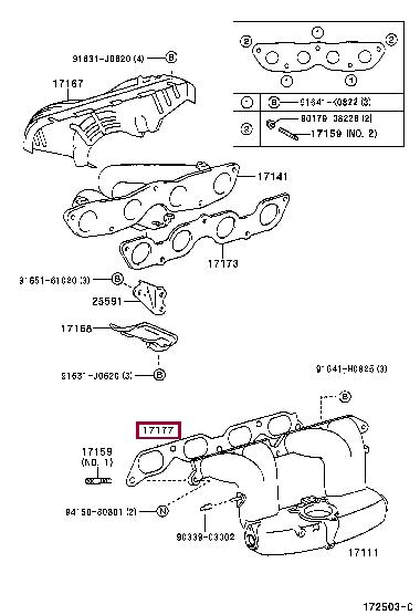 Toyota 17177-21010 Gasket, intake manifold 1717721010