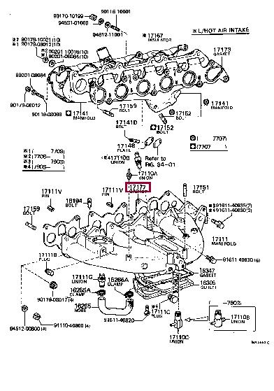 Toyota 17177-45022 Gasket, intake manifold 1717745022