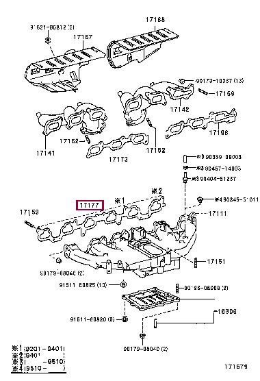 Toyota 17177-66030 Gasket, intake manifold 1717766030