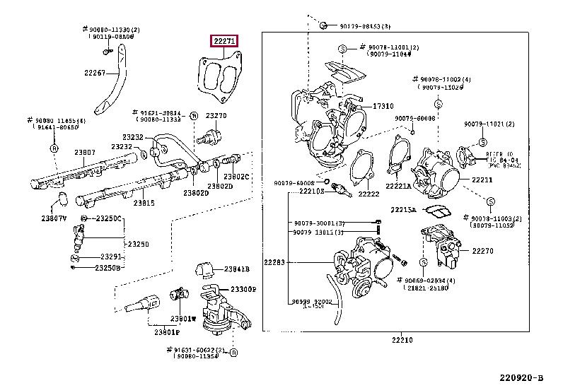 222710A020 Toyota GASKET THROTTLE BODY