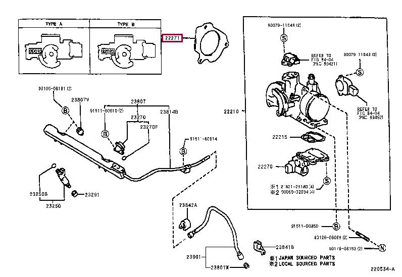 222710D010 Toyota GASKET THROTTLE BODY