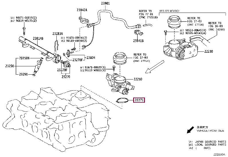 2227140010 Toyota GASKET THROTTLE BODY