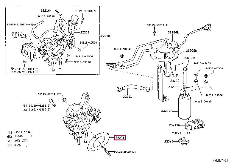 2227175010 Toyota GASKET THROTTLE BODY