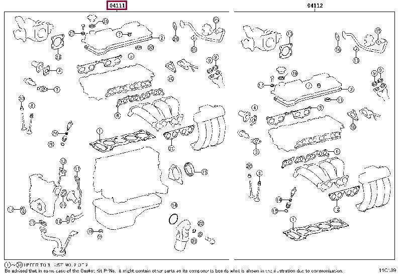 Toyota 04111-75092 Full Gasket Set, engine 0411175092