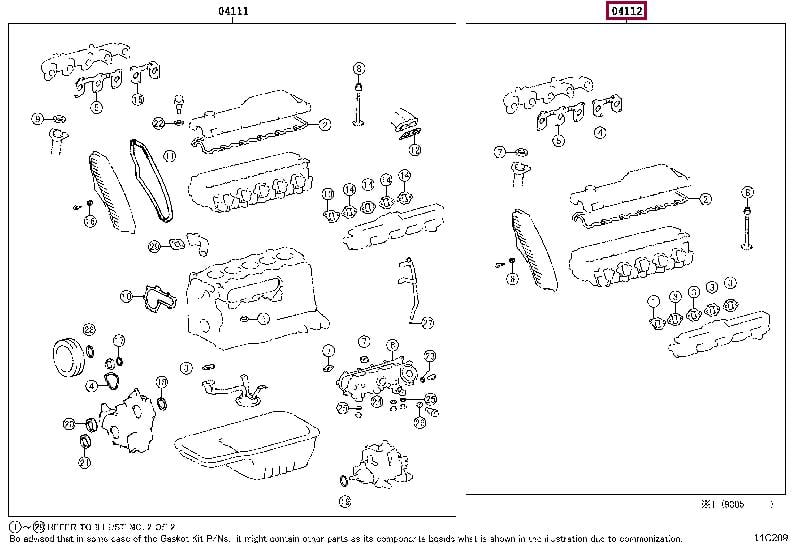 Top gasket Toyota Land Cruiser: 0411217030 Toyota Gasket Set, cylinder head