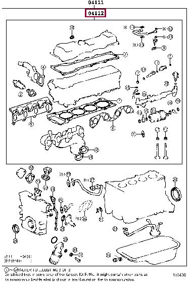 Engine head gasket Toyota Hiace: 0411275040 Toyota Gasket Set, cylinder head
