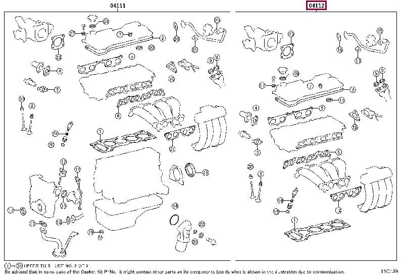 Cylinder head seal Toyota Hiace: 0411275091 Toyota Gasket Set, cylinder head