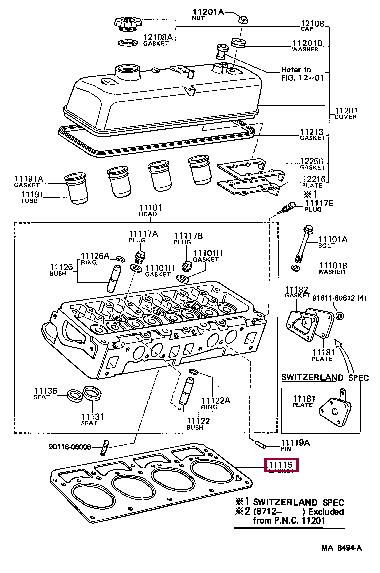 Toyota 11115-13041 Gasket, cylinder head 1111513041