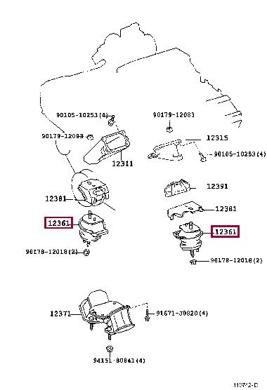 Toyota 12361-50110 Engine mount 1236150110