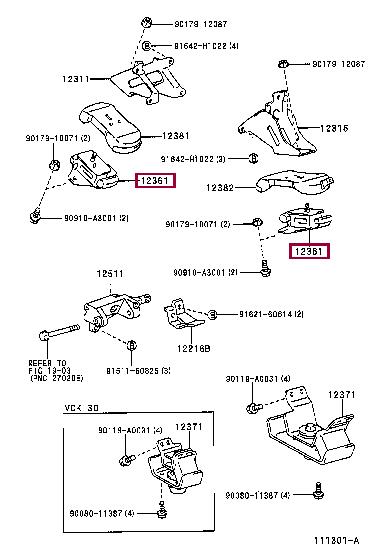 Toyota 12361-62130 Engine mount 1236162130