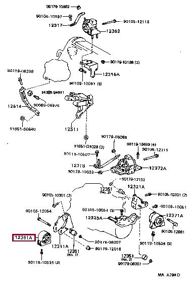 Toyota 12361-74120 Engine mount 1236174120