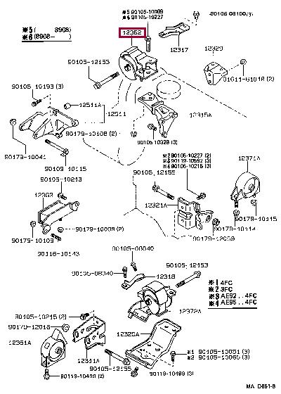 Toyota 12362-15160 Engine mount 1236215160