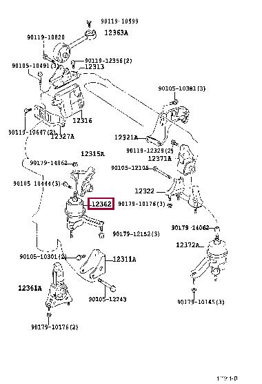 Toyota 12362-28040 Engine mount 1236228040