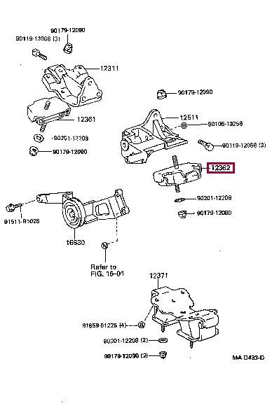 Toyota 12362-61010 Engine mount 1236261010