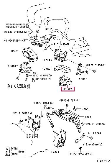 Toyota 12362-64161 Engine mount 1236264161