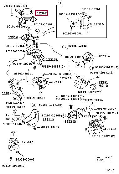 Toyota 12362-74550 Engine mount 1236274550