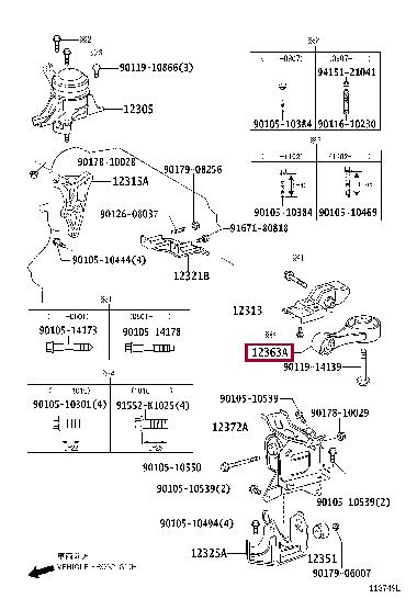 Toyota 12363-21040 Engine mount 1236321040