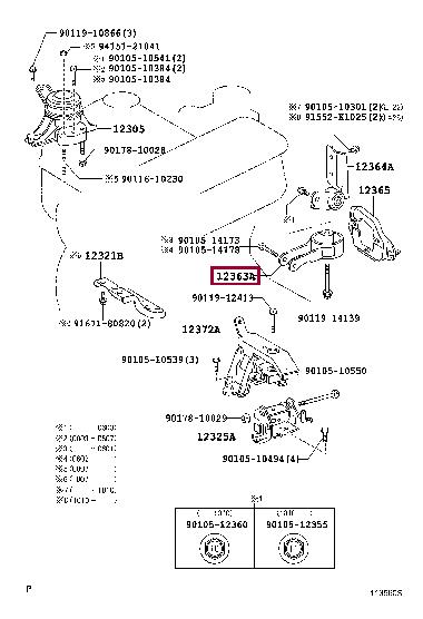 Toyota 12363-40020 Engine mount 1236340020