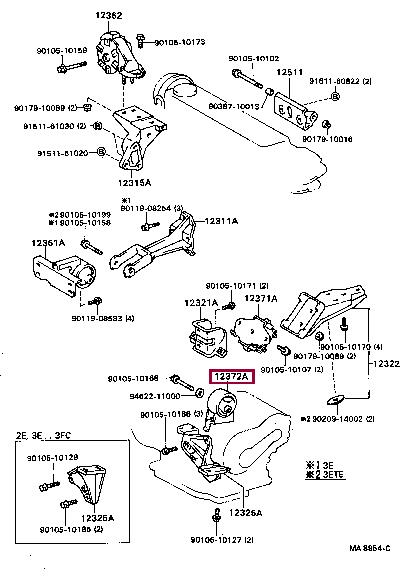 Toyota 12372-11090 Engine mount 1237211090