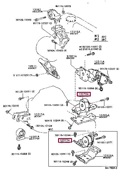 Toyota 12372-15050 Engine mount 1237215050