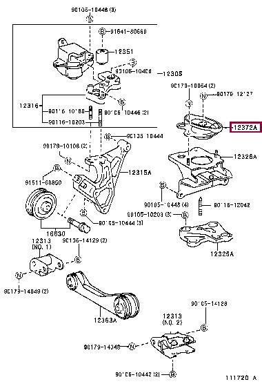 Toyota 12372-21080 Engine mount 1237221080