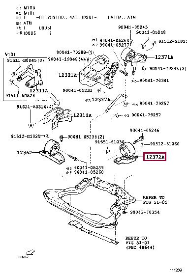 Toyota 12373-97202 Engine mount 1237397202