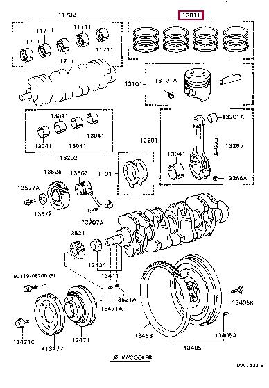 Piston rings Toyota Land Cruiser: 1301158030 Toyota Piston ring