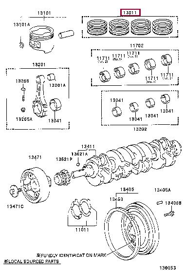 Piston ring kit Toyota Land Cruiser: 1301176050 Toyota Piston ring