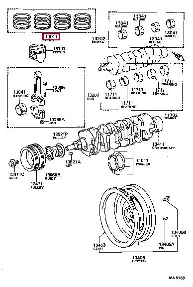 Piston ring pack Toyota: 1301316180 Toyota Piston ring