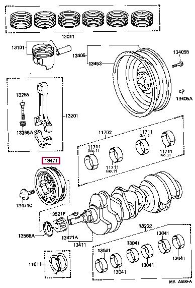 Crankshaft pulley Toyota Hilux: 1340865011 Toyota Pulley crankshaft