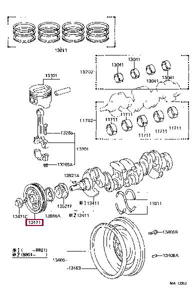1347011010 Toyota Pulley crankshaft