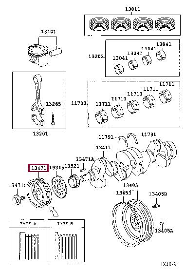 1347023020 Toyota Pulley crankshaft