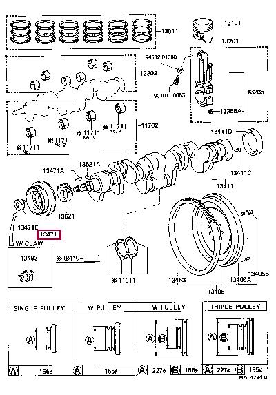 1347061010 Toyota Pulley crankshaft