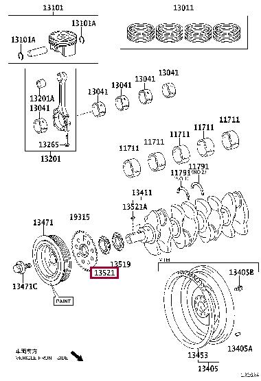 Toyota 13521-37020 Pulley crankshaft 1352137020