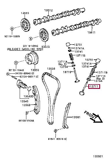 Toyota 13711-22050 Intake valve 1371122050