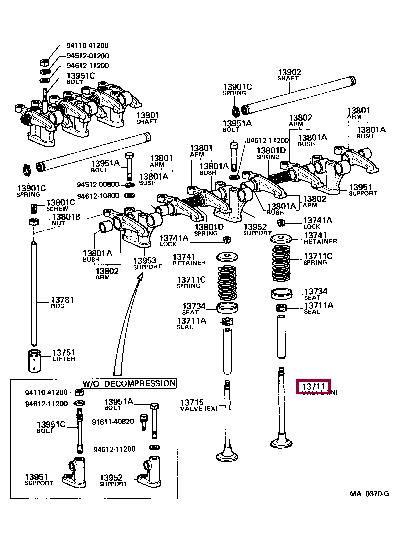 Toyota 13711-76013 Intake valve 1371176013